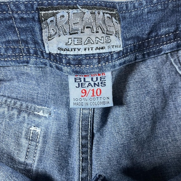 Vintage Breaker Jeans Y2K Wide Leg Denim Pants Stripe Side Size 9/10 - Picture 17 of 17